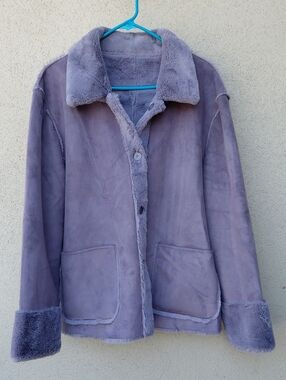 Brandon Thomas Gray Reversible Faux Shirling Suede Jacket XL